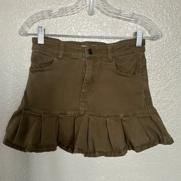 Elodie Olive Green Denim Mini Skirt Size 5 - Picture 1 of 4